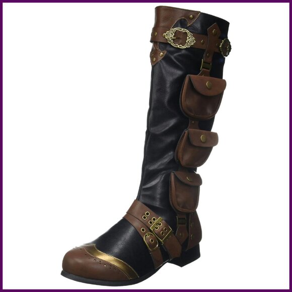 Men's Victorian SteamPatentnk Knee High Boots Size Medium